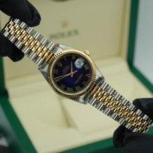 Rolex Datejust 36mm 16233 Blue Vignette Dial Box and Papers - Certified Watches Mens Rolex Datejust 36mm 16233 Blue Vignette Dial Box and Papers Certified Watches