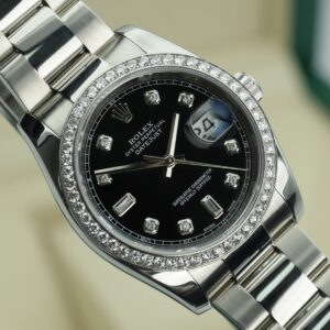 Rolex Datejust 36mm 116200 VVS Diamond Bezel Black Diamond Dial Box and Warranty