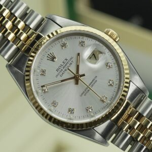 Rolex Datejust 36mm 16233 Silver Diamond Dial Box and Papers