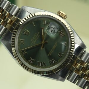 Rolex Datejust 36mm 16013 Green Roman Numeral Dial Box and Warranty