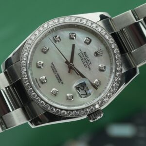 Rolex Datejust 36mm 116200 Mother of Pearl Dial, VVS Diamond Bezel Box and Warranty