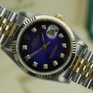 Rolex Datejust 36mm 16233 Blue Vignette Diamond Dial Box and Warranty