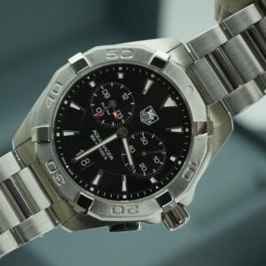 TAG HEUER Aquaracer Alarm 41mm WAY111Z Black Dial Box and Papers
