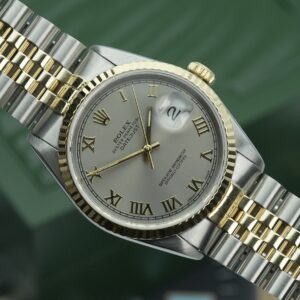 Rolex Datejust 36mm 16233 Custom Silver Roman Numeral Dial Box and Papers