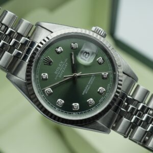 Rolex Datejust 36mm 16234 Custom Olive Green Diamond Dial Box and Warranty