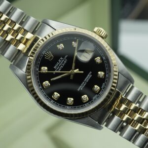 Rolex Datejust 36mm 16233 Jubilee Custom Black Diamond Dial Box and Papers